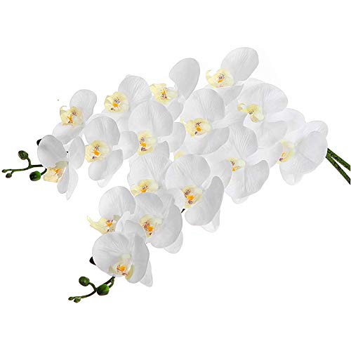 Lapyyne 2Pcs 38 KüNstliche Echte Orchideen Blumen 9Heads Latex Phalaenopsis Stiele für DIY Hochzeit MittelstüCke, KüChe von Lapyyne
