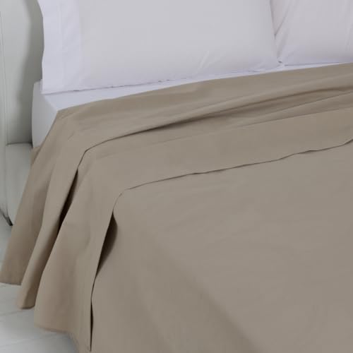 LARA MORADA - Oberlaken für französisches Bett, 100 % Baumwolle, Made in Italy, einfarbig, für französisches Bett, 180 x 290 cm, Taupe von Lara Morada