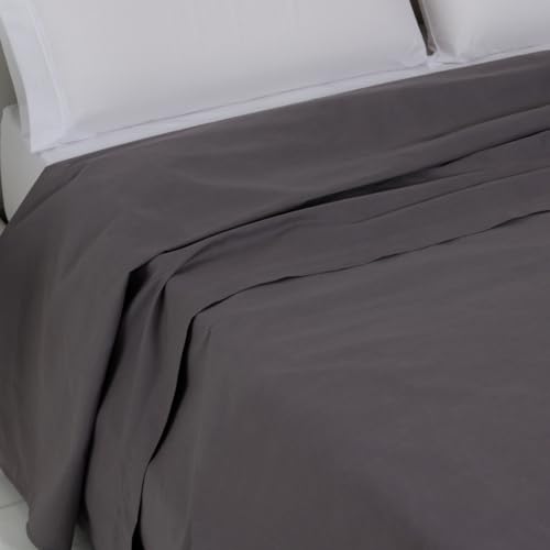 LARA MORADA - Oberlaken für französisches Bett, 100 % Baumwolle, hergestellt in Italien, einfarbig, für französisches Bett, 180 x 290 cm, Mausgrau von Lara Morada