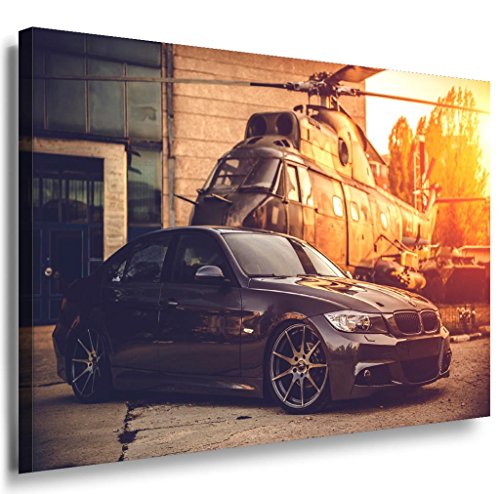 BMW Schwarz Hubschrauber Leinwandbild / LaraArt Bilder / Leinwand Bild + Mehrfarbig + Kunstdruck XXL a07-4 Wandbild 80 x 60 cm von LaraArt Bilder