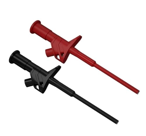 2 Stück Messklemmen Prüfspitzen Professionelle Isolierte Schnell Test Haken Clip Prüfspitze Isolierte Flexible Hochspannungs-Multimeter-Kabeltestsonde, Abnehmbare Sonde (Schwarz/Rot) von Laralily