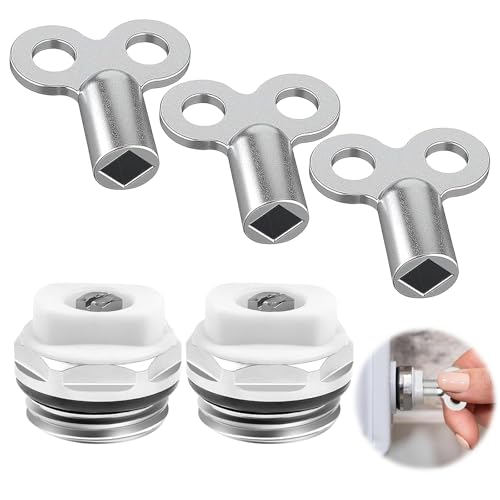 Heizkörper Entlüftungsschlüssel Kit:2 Heizventile + 3 Ventilschlüssel,Schlüssel Heizung Entlüften,Heizungsschlüssel Zum Entlüften für 5mm Heizkörper,Heizkörperschlüssel für Höhere Effizienz&Komfort von Laralily