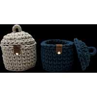 Utensilo Häkelkorb Mit Deckel Schmuckschale Aufbewahrungskorb 13 cm Durchmesser von LarasKreativkiste