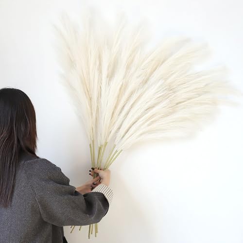 Larber 8 Stück Pampasgras Künstlich Groß Decor 113CM,Künstliche Trockenblumen Deko Pampasgras Groß für Wohnzimmer Flur Treppe Hochzeits Vase Dekoration von Larber