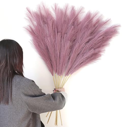 Larber 8 Stück Pampasgras Künstlich Groß Decor 113CM,Künstliche Trockenblumen Deko Pampasgras Groß für Wohnzimmer Flur Treppe Hochzeits Vase Dekoration von Larber