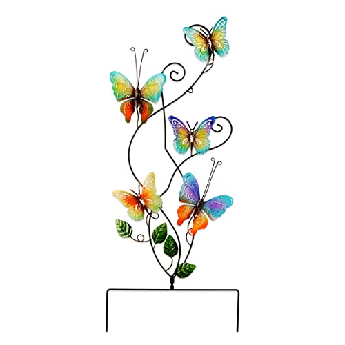 Schmetterling Gartendeko Gartenstecker Schmetterling Metall Handgefertigt Insekt Schmetterling Deko Für Garten Outdoor außen Garten Terrasse und Balkon Deko, 73 X 37 cm (Regenbogen Farbe) von Larber