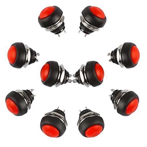 Larcele 10 Stück 12mm Momentan Wasserdicht Push Button Mini DruckTaster Druckknopf ANKG-01 (Rot) von Larcele