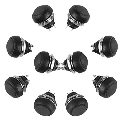 Larcele 10 Stück 12mm Momentan Wasserdicht Push Button Mini DruckTaster Druckknopf ANKG-01 (Schwarz) MEHRWEG von Larcele