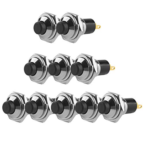 Larcele 10mm Druckschalter DIY Selbsteinrastend Elektrische Schalter 10 Stücke ANKG-13 (Schwarz) MEHRWEG von Larcele