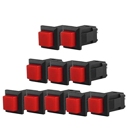 Larcele 11x13mm Drücken Taster Druckknöpfe Plastik 10 Stücke DIY Momentan Quadrat Knopfschalter ANKG-16 (Rot) MEHRWEG von Larcele