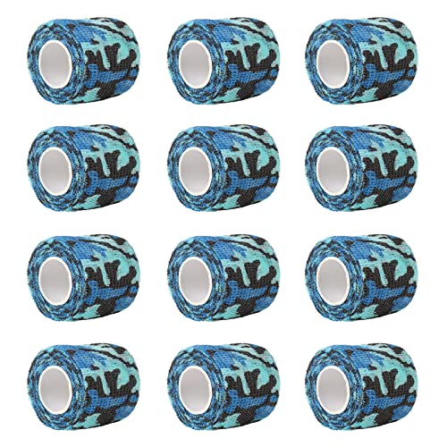 Larcele 12 Rollen Camouflage Band, Elastische Selbstklebende Klebebinde Camo Wrap-Verband für Camping Jagd, 5CMx4.5M, ZZTXBD-05 MEHRWEG (Marine Tarnung) von Larcele