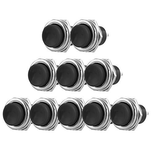 Larcele 16mm Drücken Taster Druckknöpfe Plastik 10 Stücke DIY Momentan Runder Knopfschalter 2 Pin ANKG-10 (Schwarz) MEHRWEG von Larcele