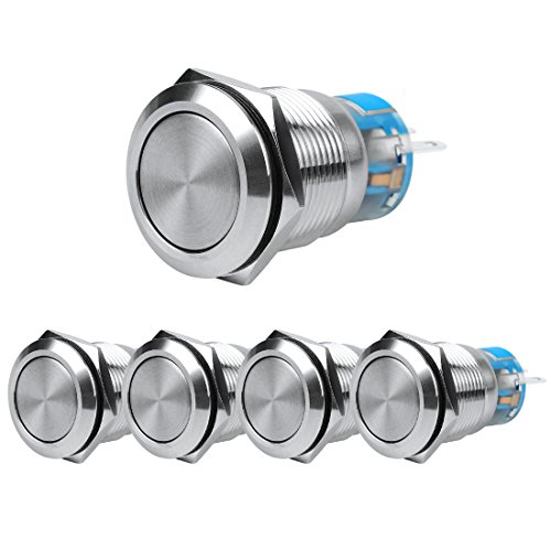 Larcele 19mm Druckschalter,DIY Elektrische Schalter, Verriegelung,Wasserdicht,5 Stück JSANKG-05 (Verriegeln,Flachkopf) MEHRWEG von Larcele
