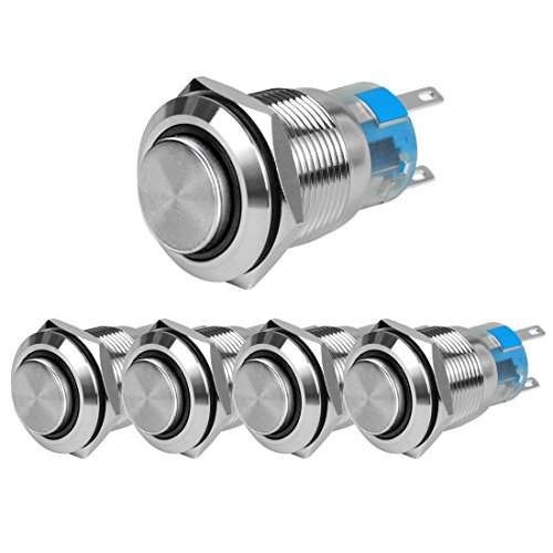 Larcele 19mm Druckschalter mit Kontrollleuchte, DIY 12V Elektrische Schalter,Verriegelung,Hoher Kopf,Wasserdicht,5 Stück JSANKG-08 von Larcele