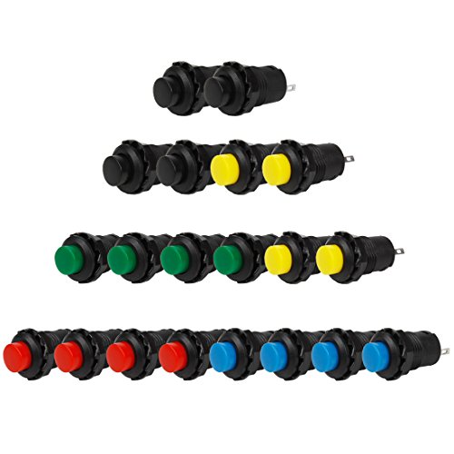 Larcele 20x 12mm Plastik DIY Momentan Push Button Mini Drücken Taster Druckknöpfe ANKG-03 (5 Farben) von Larcele