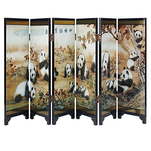 Larcele 245mm/9.65inch Höhe Mini Paravent Holz Folding Screen Art Byobu FGPF-01 (Panda) MEHRWEG von Larcele