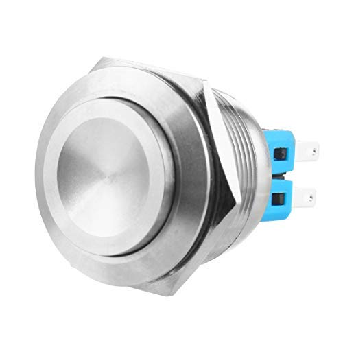 Larcele 28mm Drücken Taster Druckknöpfe DIY Wasserdicht Momentan Push Button 1NO Edelstahlschale,1 Stück JSANKG-22 (Momentan,Hoher Konkaver Kopf) MEHRWEG von Larcele