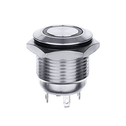 Larcele 5 Stücke Wasserdicht Push Button Metall Mini Drücken Taster Druckknöpfe mit Kontrollleuchte JSANKG-02 (Licht Gelb,16mm) MEHRWEG von Larcele
