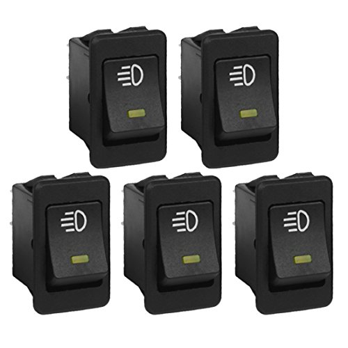 Larcele 5x Frosch Wippschalter Toggle Rocker Ein/Aus Schalter für Autos Moto 12V 35A ANKG-02 (Gelb Licht) MEHRWEG von Larcele