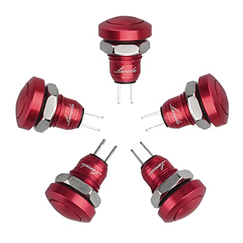 Larcele 8mm Mini Metal Drücken Taster Druckknöpfe Wasserdicht Momentan Push Button,5 Stücke JSANKG-16 (Rot) von Larcele
