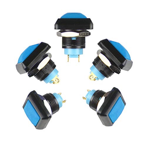 Larcele Wasserdichter Druckknopf Auto Return 1NO Momentan Quadratischer DruckTaster, Befestigungsloch 12 mm,5 Stück ANKG-05(Blau) MEHRWEG von Larcele