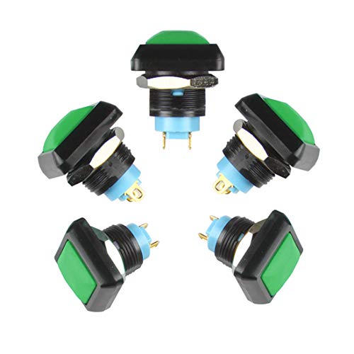 Larcele Wasserdichter Druckknopf Auto Return 1NO Momentan Quadratischer DruckTaster, Befestigungsloch 12 mm,5 Stück ANKG-05(Grün) MEHRWEG von Larcele