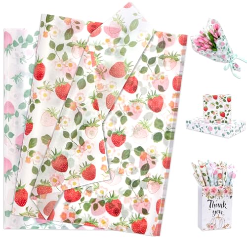 Larcenciel Obst Erdbeeren Seidenpapier, 60 Blatt Rosa Rot Seidenpapier Verpackungsmaterial, Süß Obst Sommer Geschenkpapier für Mädchen Kinder Jungen Geburtstage Babyparty Urlaubsparty Basteln 50x35CM Larcenciel Obst Erdbeeren Seidenpapier, 60 Blatt Rosa Rot Seidenpapier Verpackungsmaterial, Süß Obst Sommer Geschenkpapier für Mädchen Kinder Jungen Geburtstage Babyparty Urlaubsparty Basteln 50x35CM von Larcenciel