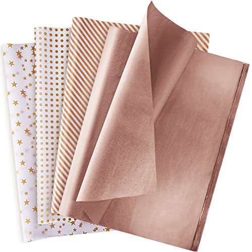 Larcenciel Seidenpapier Set, 120 Blatt Metallic Seidenpapier Rosegold Geschenkpapier Bastelpapier Geschenk Verpackungsmaterial für Hochzeit, Babyparty, Geburtstag, Weihnachten (50 x 35 cm) von Larcenciel