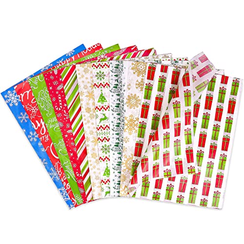 Larcenciel Weihnachten Seidenpapier 100 Blatt, 10 Arten von Buntem Seidenpapier für Geschenktüten, Weihnachtspapier mit Schneeflockenmuster, Geschenkverpackungen für Urlaub, Neujahr, DIY, 50 x 35 cm von Larcenciel