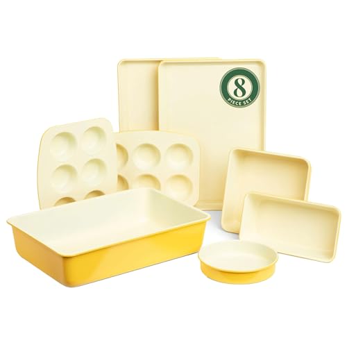 Larder & Vine Limoncello 8-teiliges Backformen-Set | Antihaft-Backset mit Keramik-Finish | PFAS-, PFOA-, PTFE- und BPA-freie Backutensilien | Backbleche, Muffinformen und verschiedene Backformen | von Larder & Vine