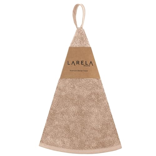 Larela Home Design Küchenhandtücher rund mit Aufhängeschlaufe,100% Baumwolle, Premium Handtücher Gästehandtücher, 60cm, 1er-Pack, beige von Larela Home