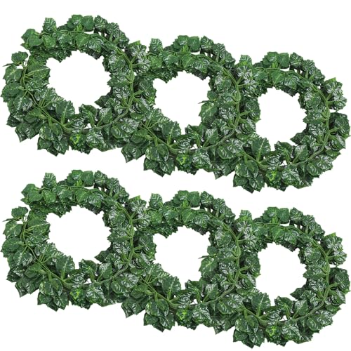 6 Stück Realistische Weinreben-Girlanden – Künstliche Traubenblätter mit Ranken für Innen/Außen | UV-beständige Hängepflanzen für Hochzeitsdekoration, Gartenzaun & Wohnzimmerwand 6 Stück Realistische Weinreben-Girlanden – Künstliche Traubenblätter mit Ranken für Innen/Außen | UV-beständige Hängepflanzen für Hochzeitsdekoration, Gartenzaun & Wohnzimmerwand von LaresDay