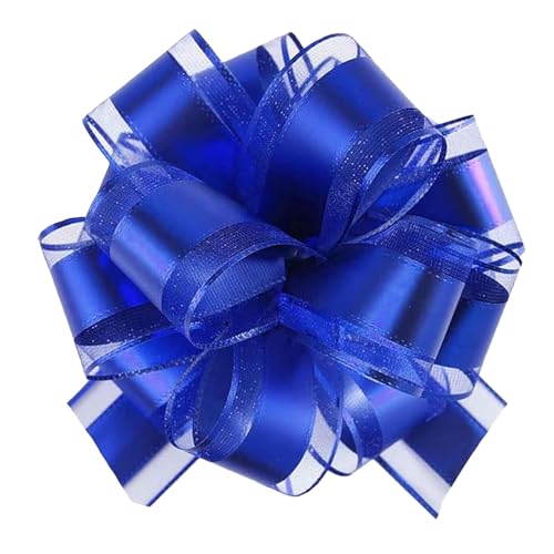 LaresDay Auto Dekor Schleifen Set, 5 Stück XXL Geschenkband mit Goldfolie für Hochzeitsauto, Partydekoration, HausEinweihung & Feiern – Wiederverwendbare Riesen-Schleifen für Tüten (Blau) von LaresDay