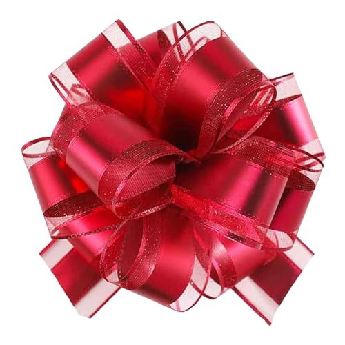 LaresDay Auto Dekor Schleifen Set, 5 Stück XXL Geschenkband mit Goldfolie für Hochzeitsauto, Partydekoration, HausEinweihung & Feiern – Wiederverwendbare Riesen-Schleifen für Tüten (Rot) von LaresDay