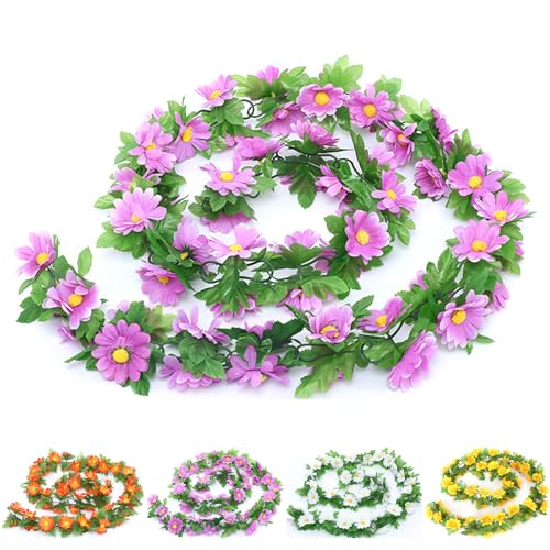 LaresDay Künstliche Blumengirlande - 60 Kunstrosen, Faux Blumen Girlande für Dekoration, Weiße Rose mit Realistischer Nachbildung für Zuhause, Garten, Hochzeiten (Violett) von LaresDay