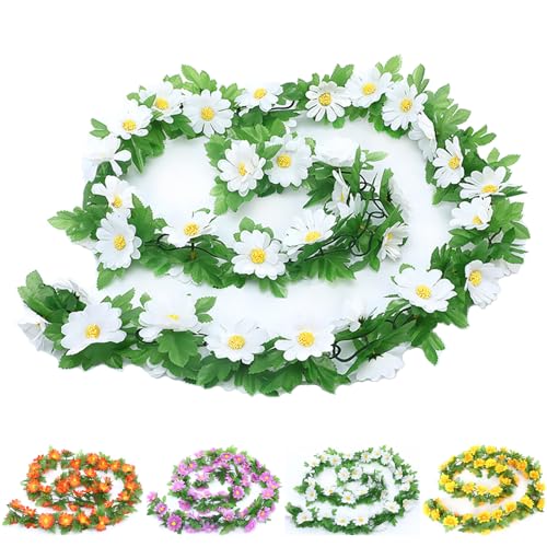 LaresDay Künstliche Blumengirlande - 60 Kunstrosen, Faux Blumen Girlande für Dekoration, Weiße Rose mit Realistischer Nachbildung für Zuhause, Garten, Hochzeiten (Weiß) von LaresDay