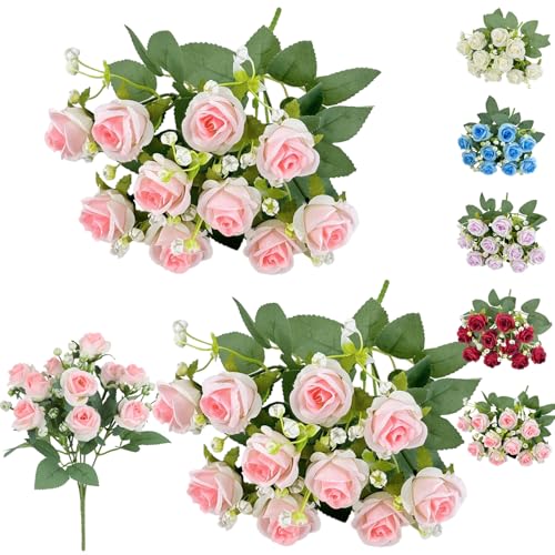 LaresDay Künstliche Rosen Set 20 Stück | 32cm Realistische Seidenrosen Rot mit Langstiel |Kunstblumen für Hochzeitsdeko, Brautstrauß, Heiratsantrag, Geburtstag & Büro | Wiederverwendbare (pink) von LaresDay
