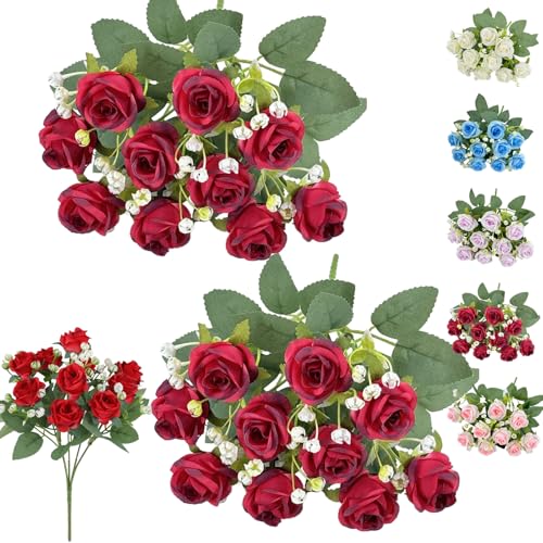 LaresDay Künstliche Rosen Set 20 Stück | 32cm Realistische Seidenrosen Rot mit Langstiel |Kunstblumen für Hochzeitsdeko, Brautstrauß, Heiratsantrag, Geburtstag & Büro | Wiederverwendbare (rot) von LaresDay