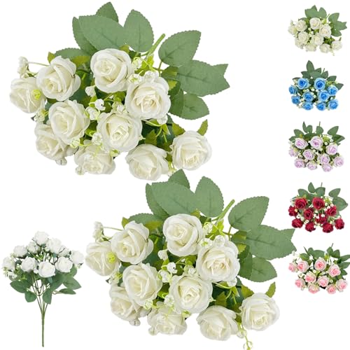 LaresDay Künstliche Rosen Set 20 Stück | 32cm Realistische Seidenrosen Rot mit Langstiel |Kunstblumen für Hochzeitsdeko, Brautstrauß, Heiratsantrag, Geburtstag & Büro | Wiederverwendbare (weiß) von LaresDay