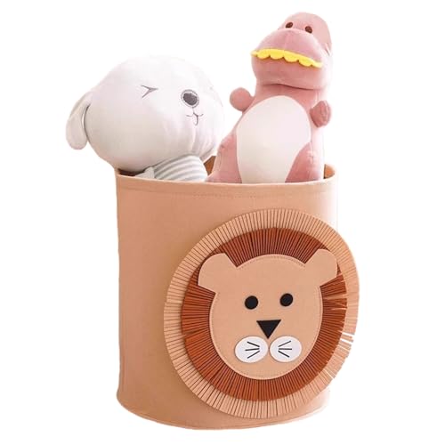 LaresDay Spielzeugaufbewahrungseimer & Wäschekorb für Kinder - 35x35 cm Niedliche Muster, Multifunktionaler Aufbewahrungskorb für Spielzeug, Kleidung, Babyzimmer, Kinderzimmer (Der Löwe) von LaresDay