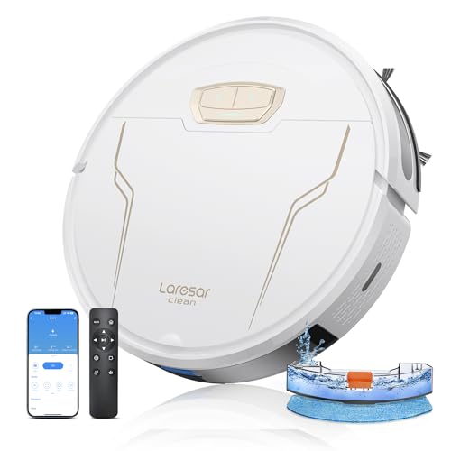 Laresar Clean Saugroboter, 4000Pa Saugroboter mit Wischfunktion, 3-in-1 Staubsauger Roboter 150 Min. Laufzeit, mit App-Steuerung und WLAN,Ideal für Hartböden, Teppiche & Tierhaare von Laresar Clean