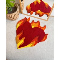 Flammendes Herz Getuftet Teppich | Benutzerdefinierter Teppich, Handgefertigter Flauschig & Weich, Housewarming Geschenke, Handgemachtes Geschenk von LargoModern