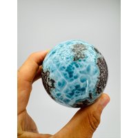 Larimar Kugel 73mm Mit Basis, Aaa Larimar, Heilstein, Kristallkugel, Edelsteinkugel, Meditationsstein, Echter von LarimarMiner