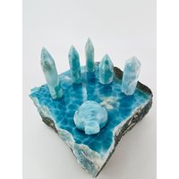 Larimar-Türme Mit Schildkröte, Set 3, Kristallturm, Stein-Obelisk, Edelstein-Turm, Larimar-Stein, Natürlicher Larimar, Larimar-Turm, Larimar-Obelisk Larimar-Türme Mit Schildkröte, Set 3, Kristallturm, Stein-Obelisk, Edelstein-Turm, Larimar-Stein, Natürlicher Larimar, Larimar-Turm, Larimar-Obelisk von LarimarMiner