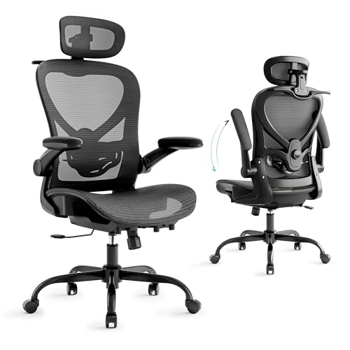 LarkLeaves Bürostuhl Ergonomisch mit 90° Klappbaren Armlehnen, Mesh Schreibtischstuhl mit 2D Lendenwirbelstütze und 3D Kopfstütze für Office Room/Study/Bibliothek, 140 KG Tragfähigkeit, Schwarz LarkLeaves Bürostuhl Ergonomisch mit 90° Klappbaren Armlehnen, Mesh Schreibtischstuhl mit 2D Lendenwirbelstütze und 3D Kopfstütze für Office Room/Study/Bibliothek, 140 KG Tragfähigkeit, Schwarz von LarkLeaves