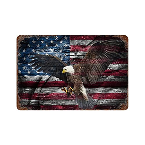 Larkverk Amerikanische Flagge Adler Spreads Its Wings with USA Flag Retro Blechschild Vintage Metallschild für Zuhause Bar Büro Wanddekoration Geschäft Wandbild Badezimmer Schild 30,5 x 20,3 cm von Larkverk