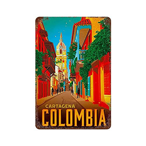 Larkverk Cartagena Colombia Tour Poster Retro Blechschild Lustiges Metallschild Wanddekoration Home Plaque Bar Cafe Dekor 30,5 x 20,3 cm von Larkverk