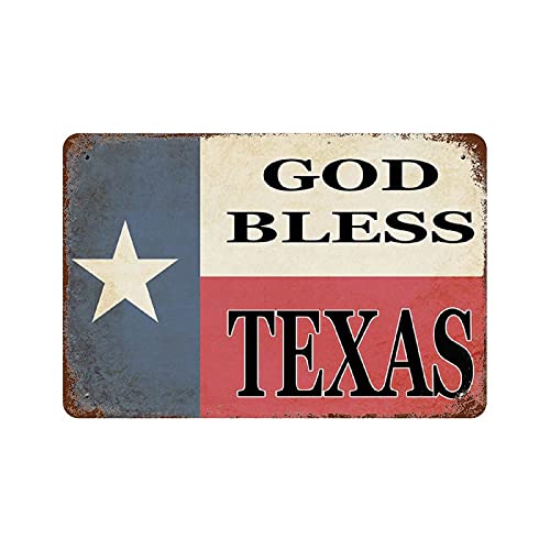 Larkverk God Bless Texas Retro Blechschild Vintage Texas Staatsflagge Metallschild Texans Lone Star Wanddekoration Shop Wandbild Badezimmer Schild 30,5 x 20,3 cm ETP-TPH-SB-128, Multi-12 von Larkverk