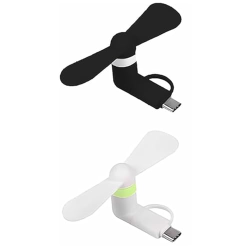 Laroal 2 STK. Mini-Handy-Ventilator, tragbarer USB-Ventilator 2-in-1, rotierender, leiser Mini-Kühler, Kleiner USB-Ventilator zur Kühlung, handlicher Ventilator für unterwegs, im Büro oder im Freien von Laroal