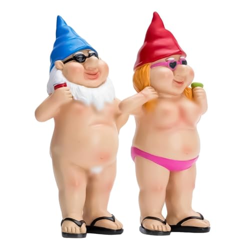 Laroal 2 Stück Gartenzwerg, unhöfliche Gartenstatue, Zwerg, Dekoration für den Innen- oder Außenbereich, Rasen, lustiges Geschenk, Einweihungsgeschenk von Laroal
